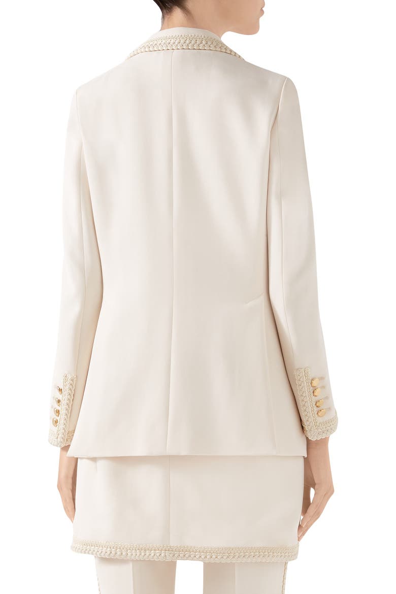 Passementerie Trim Stretch Cady Blazer, Alternate, color, NINFEA WHITE/ MIX