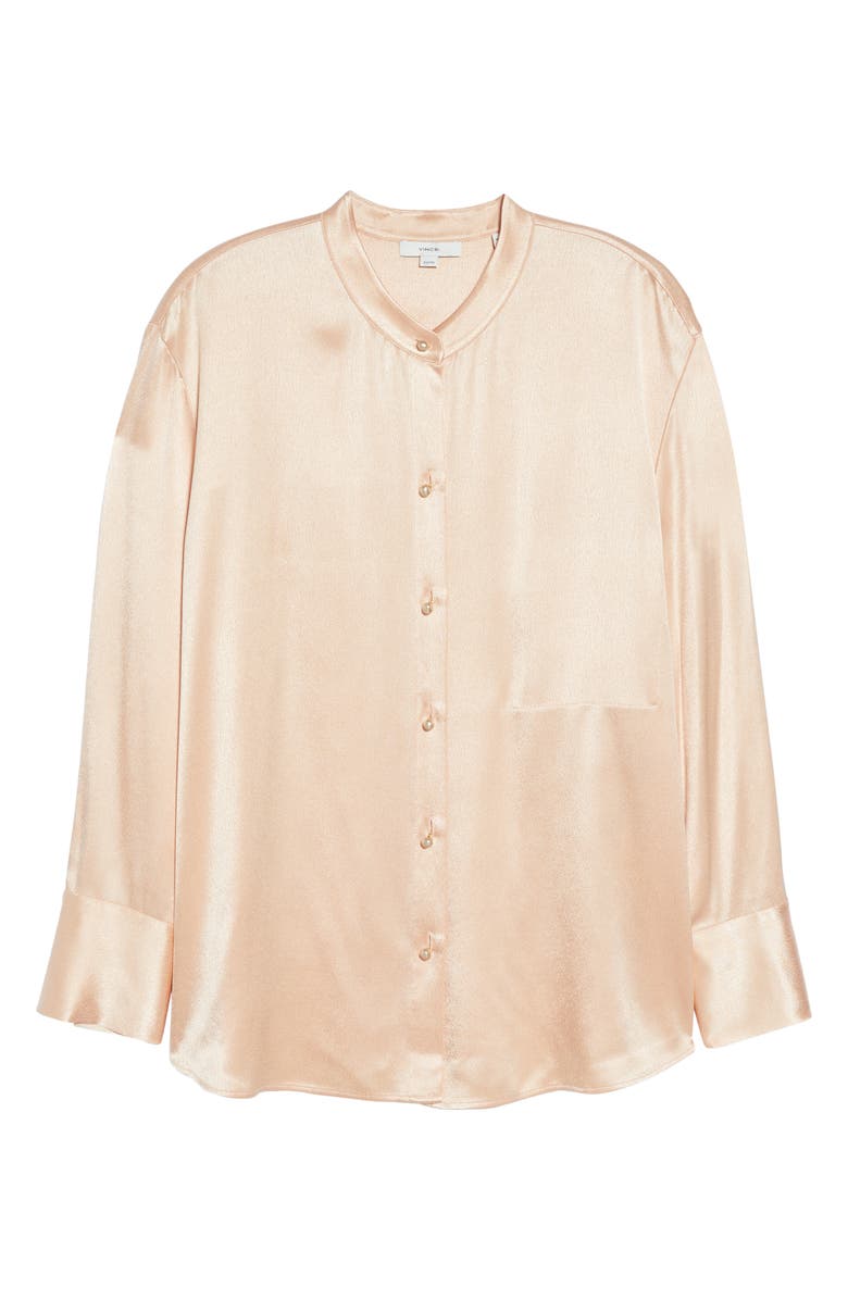 Vince Relaxed Band Collar Button-Up Shirt, Alternate, color, Peach Opal