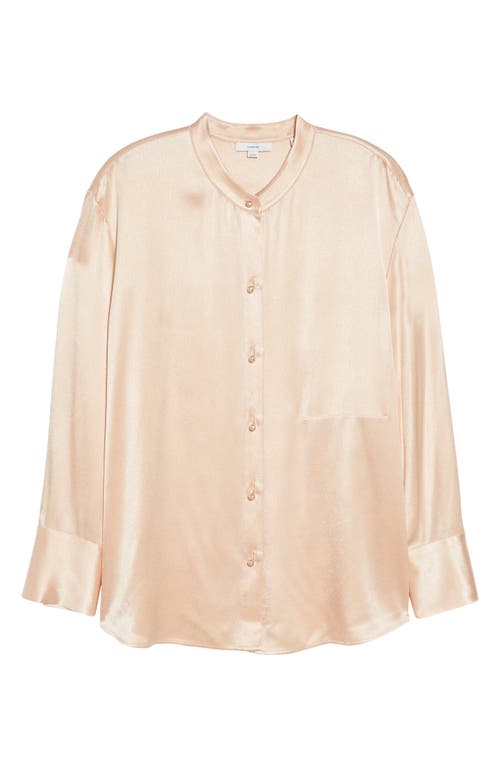 Vince Relaxed Band Collar Button-up Shirt In Pink