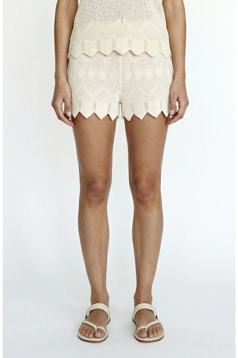 Seashell Sands Pointelle Scallop Trim Mini Shorts, Main, color, BIRCH