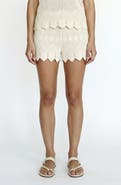 VERO MODA Seashell Sands Pointelle Scallop Trim Mini Shorts