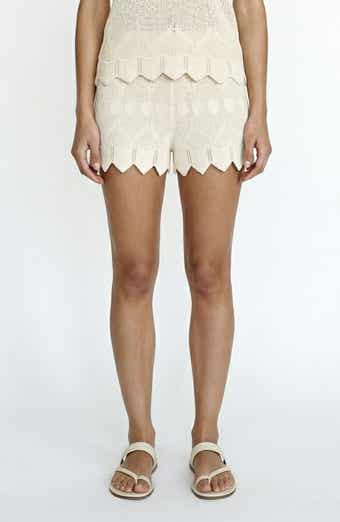 Seashell Sands Pointelle Scallop Trim Mini Shorts