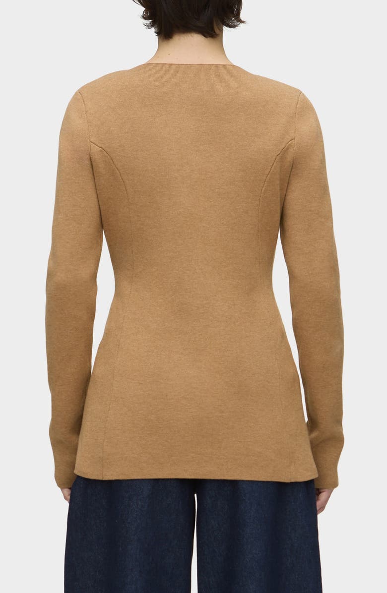 ALIGNE Daphne Split Hem Organic Cotton & Wool Blend Cardigan, Alternate, color, Camel