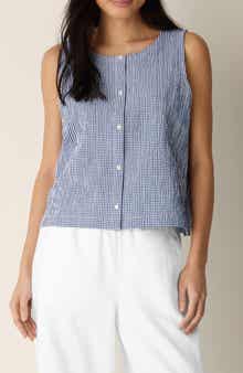Crinkled Stretch Organic Cotton Vest