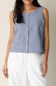Eileen Fisher Crinkled Stretch Organic Cotton Vest