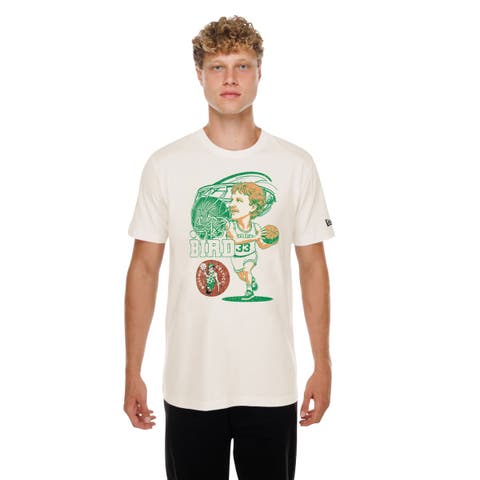 Men's New Era Larry Bird Cream Boston Celtics Player Graphic T-Shirt