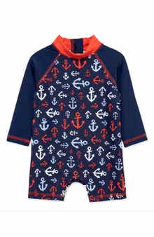 Little Me Long Sleeve UPF 50+ One-Piece Rashguard Swimsuit