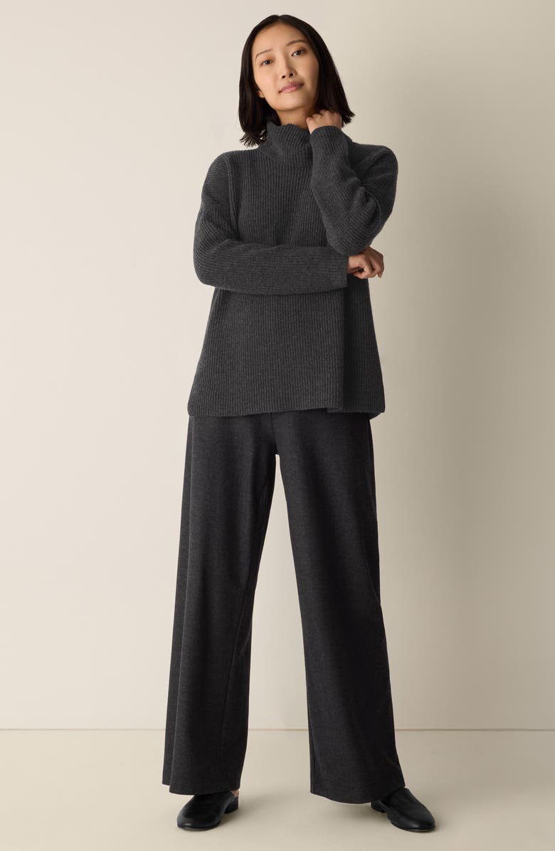 Eileen Fisher Rib Turtleneck Sweater, Alternate, color, Charcoal