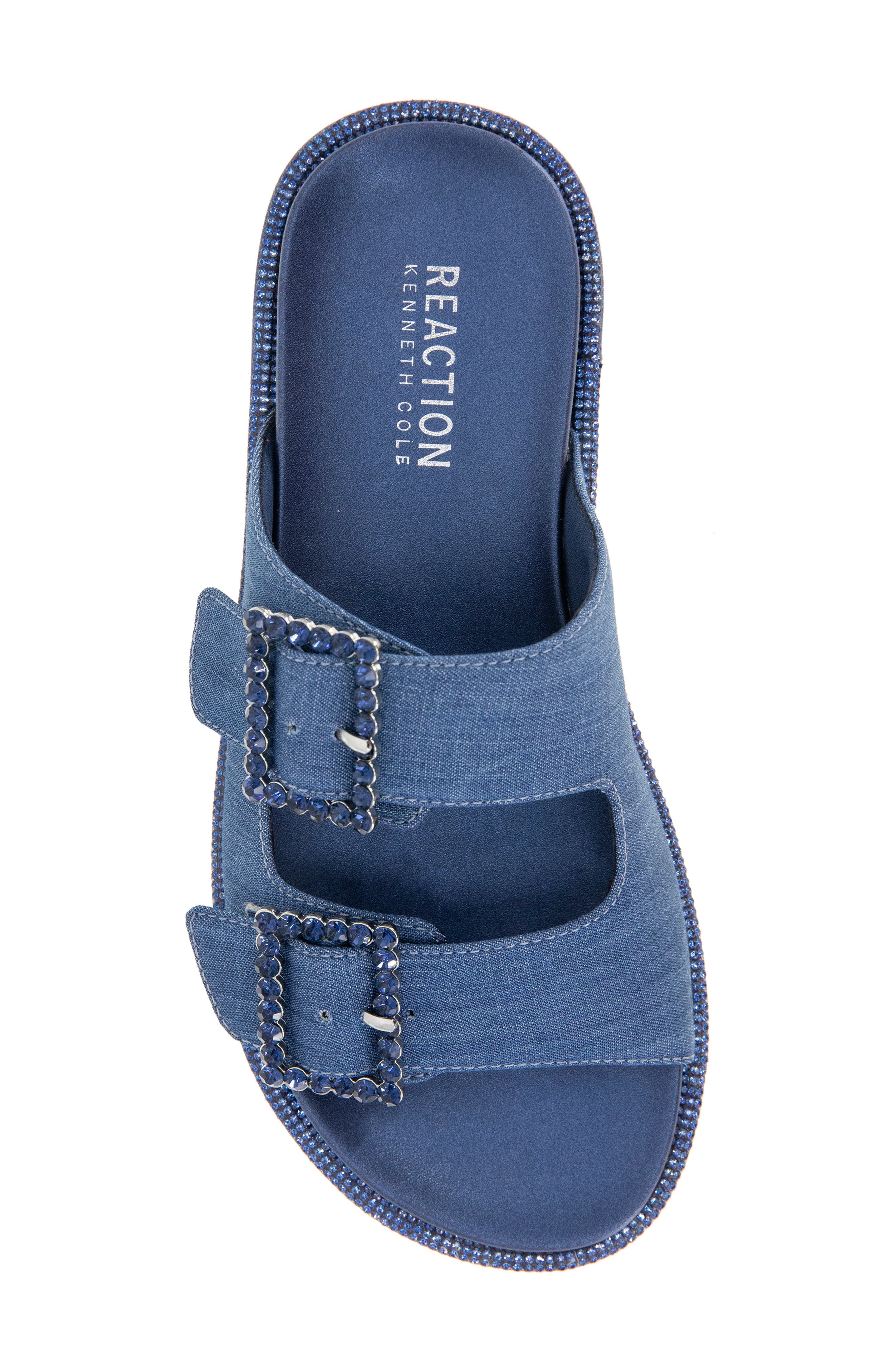 Reaction Kenneth Cole Sydney Embellished Slide Sandal, Alternate, color, Denim
