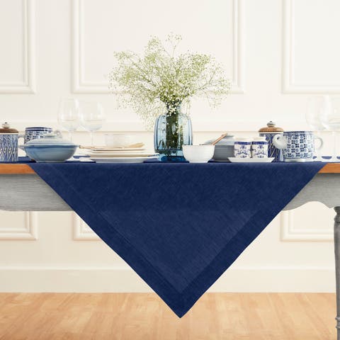 Linen Table Throw 52 x 52 Inch - Athena