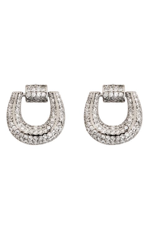 Pavé Crystal Doorknocker Earrings