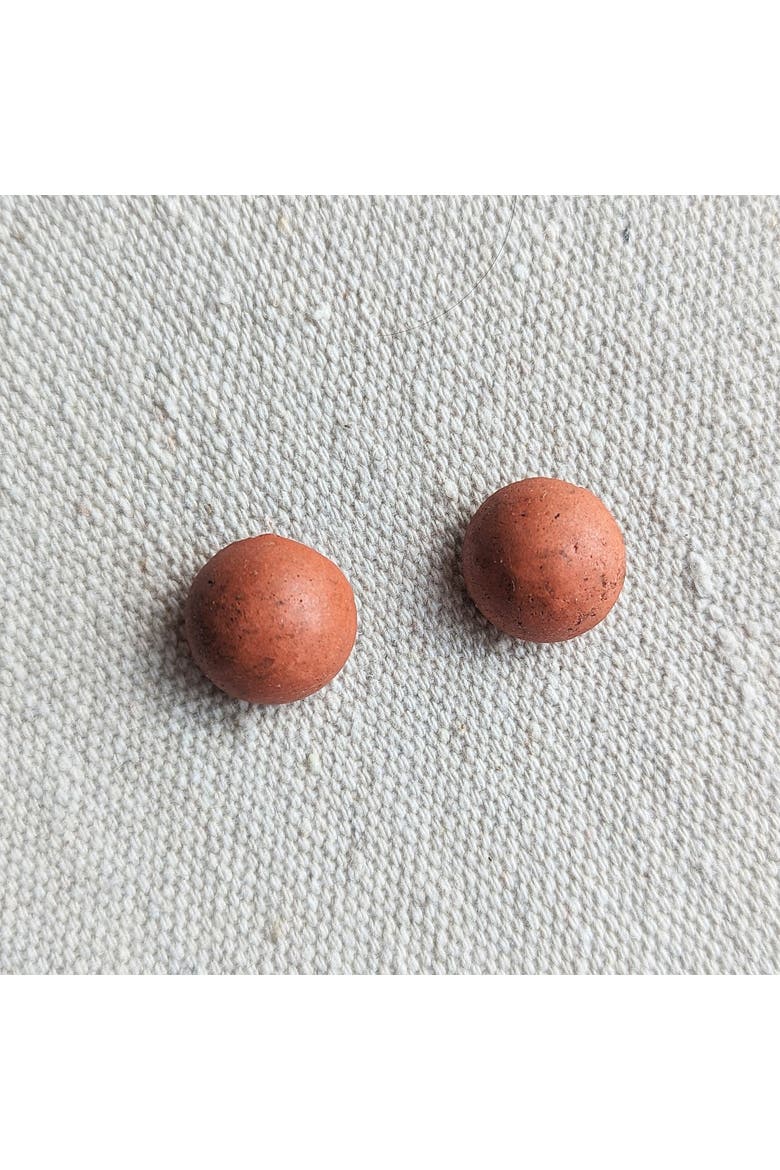 Dome Earrings, Alternate, color, Coral Terrazzo