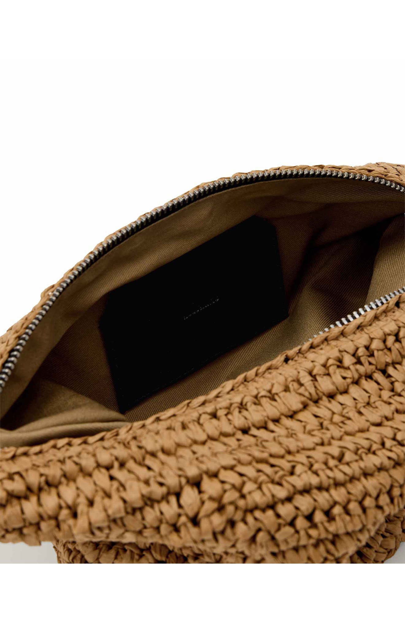 AllSaints Micro Luna Raffia Bag, Alternate, color, Biscuit Brown