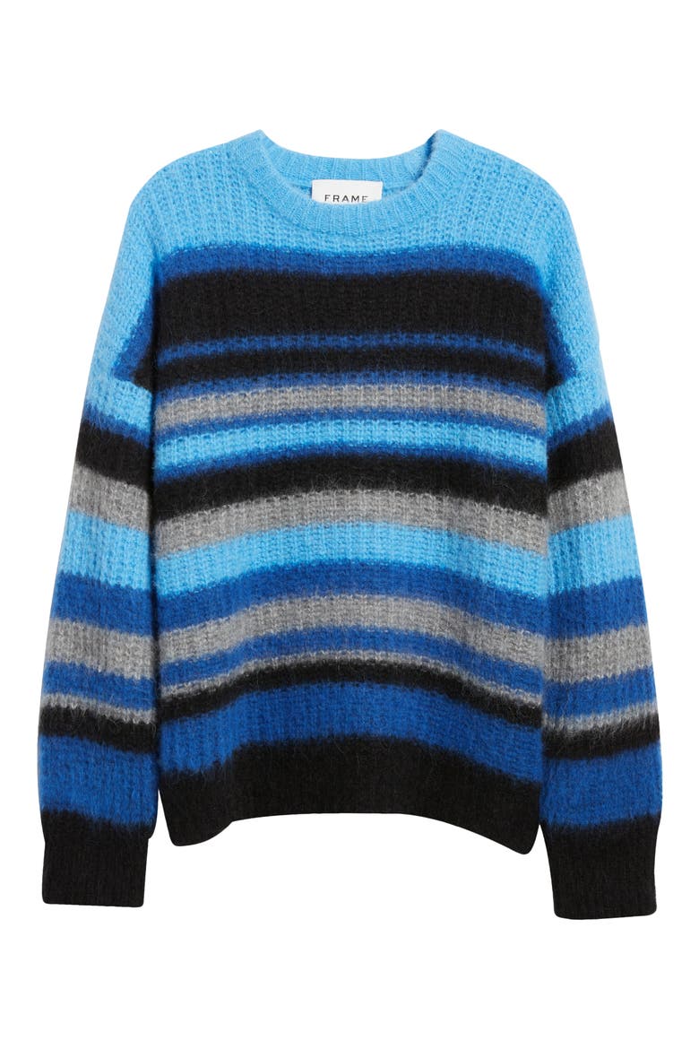 Stripe Alpaca Blend Crewneck Sweater, Alternate, color, SKY BLUE MULTI