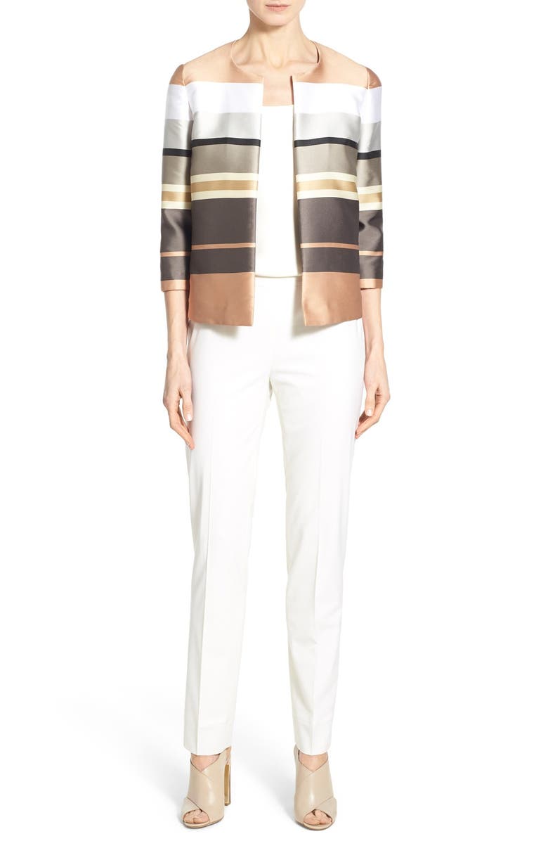 Lafayette 148 New York 'Leo' Stripe Collarless Jacket, Alternate, color,