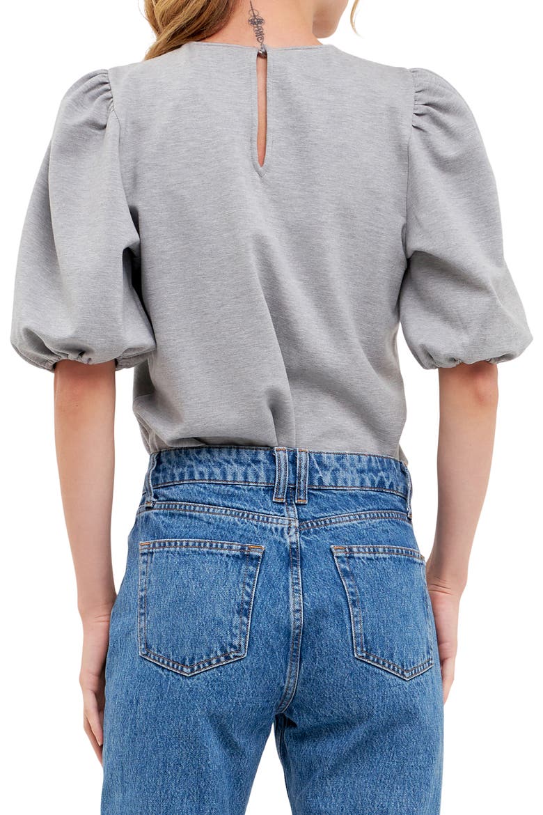 Puff Sleeve Ponte Knit Top, Alternate, color, HEATHER GREY