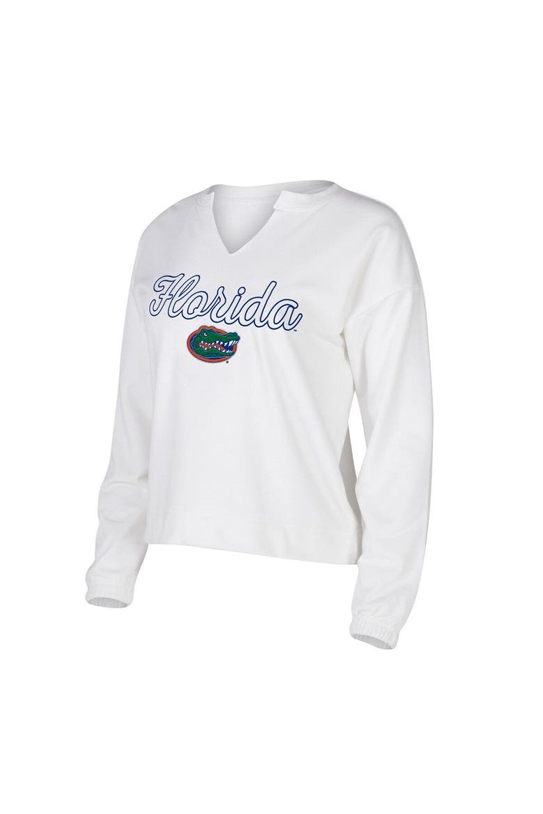 Women's Concepts Sport White Florida Gators Sienna Notch Neck Long Sleeve T-Shirt, Main, color, White