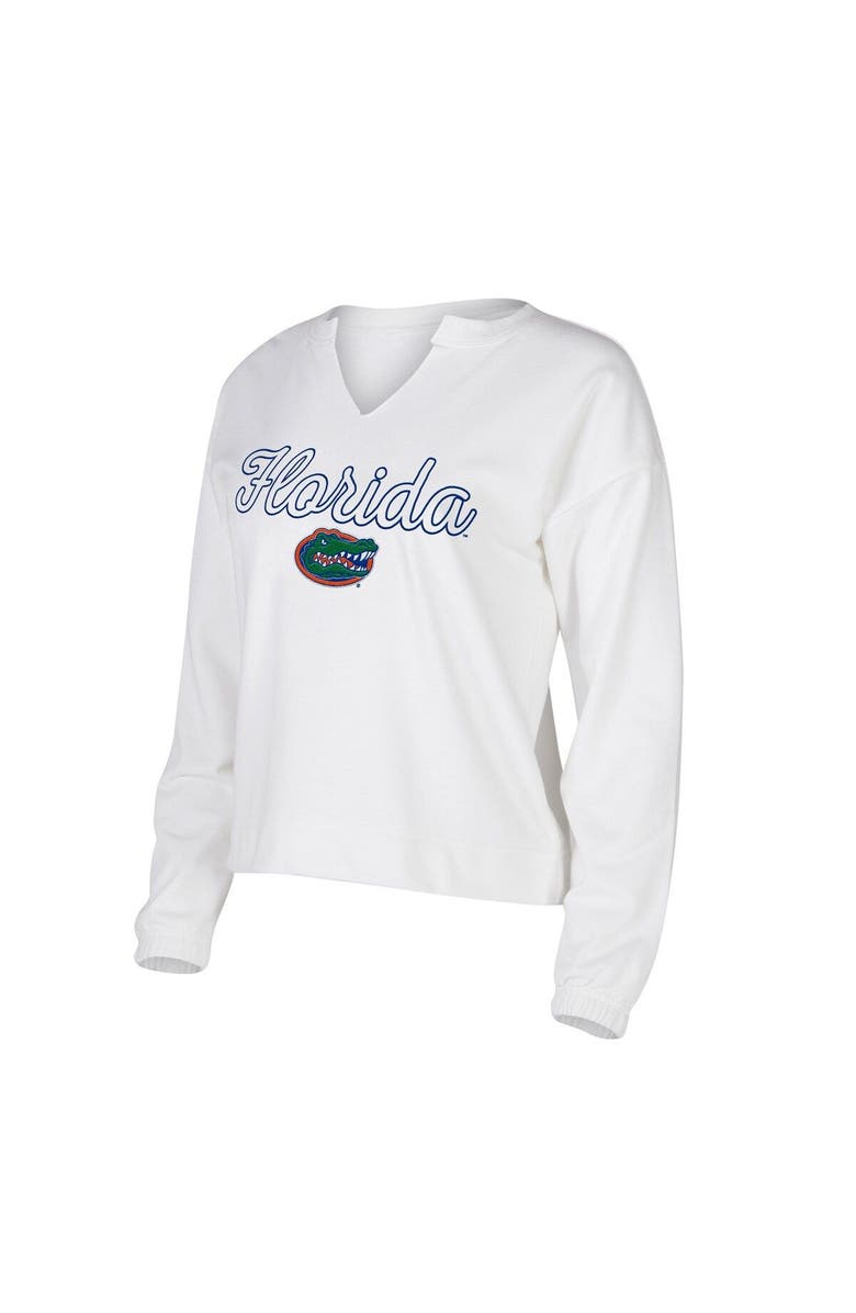 CONCEPTS SPORT Women's Concepts Sport White Florida Gators Sienna Notch Neck Long Sleeve T-Shirt, Main, color, White