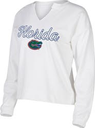 CONCEPTS SPORT Women's Concepts Sport White Florida Gators Sienna Notch Neck Long Sleeve T-Shirt