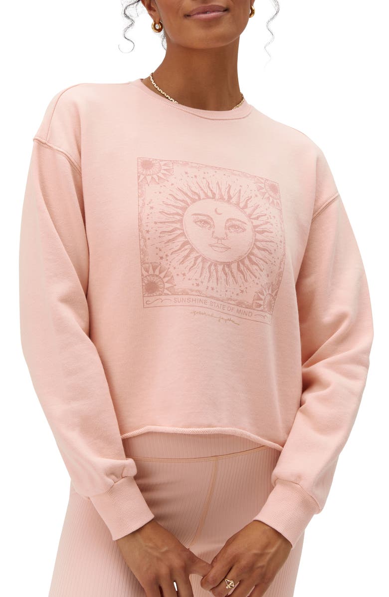 Spiritual Gangster Sunshine Crop Cotton Graphic Sweatshirt, Main, color, 