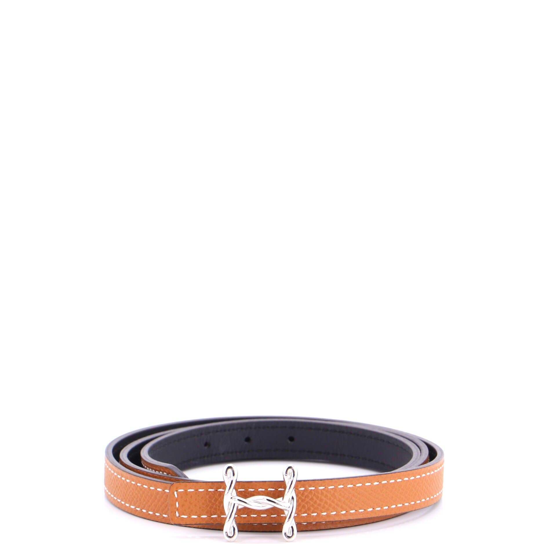 H Torsade Buckle Reversible Belt Leather Thin, Main, color, Brown
