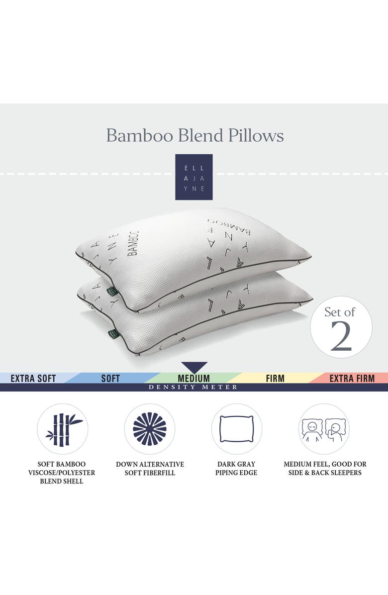 ELLA JAYNE HOME Set of 2 Viscose Blend Medium Density Pillows, Alternate, color, White