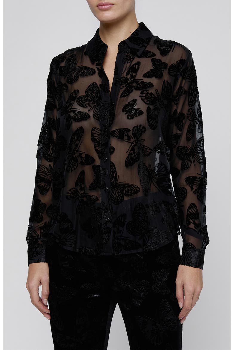Laurent Butterfly Burnout Shirt, Main, color, BLACK BUTTERFLY