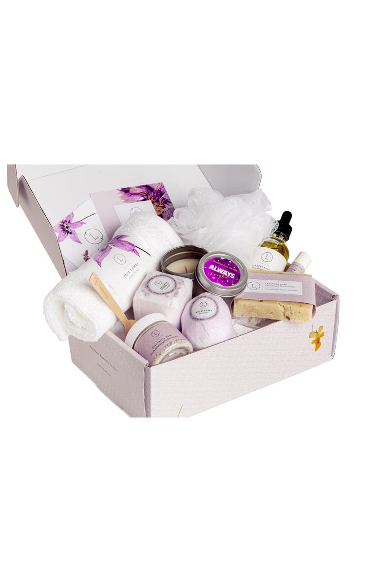 Lizush All-Natural Lavender Bath Bomb & Shower Steamer Gift Box, Main, color, NO COLOR