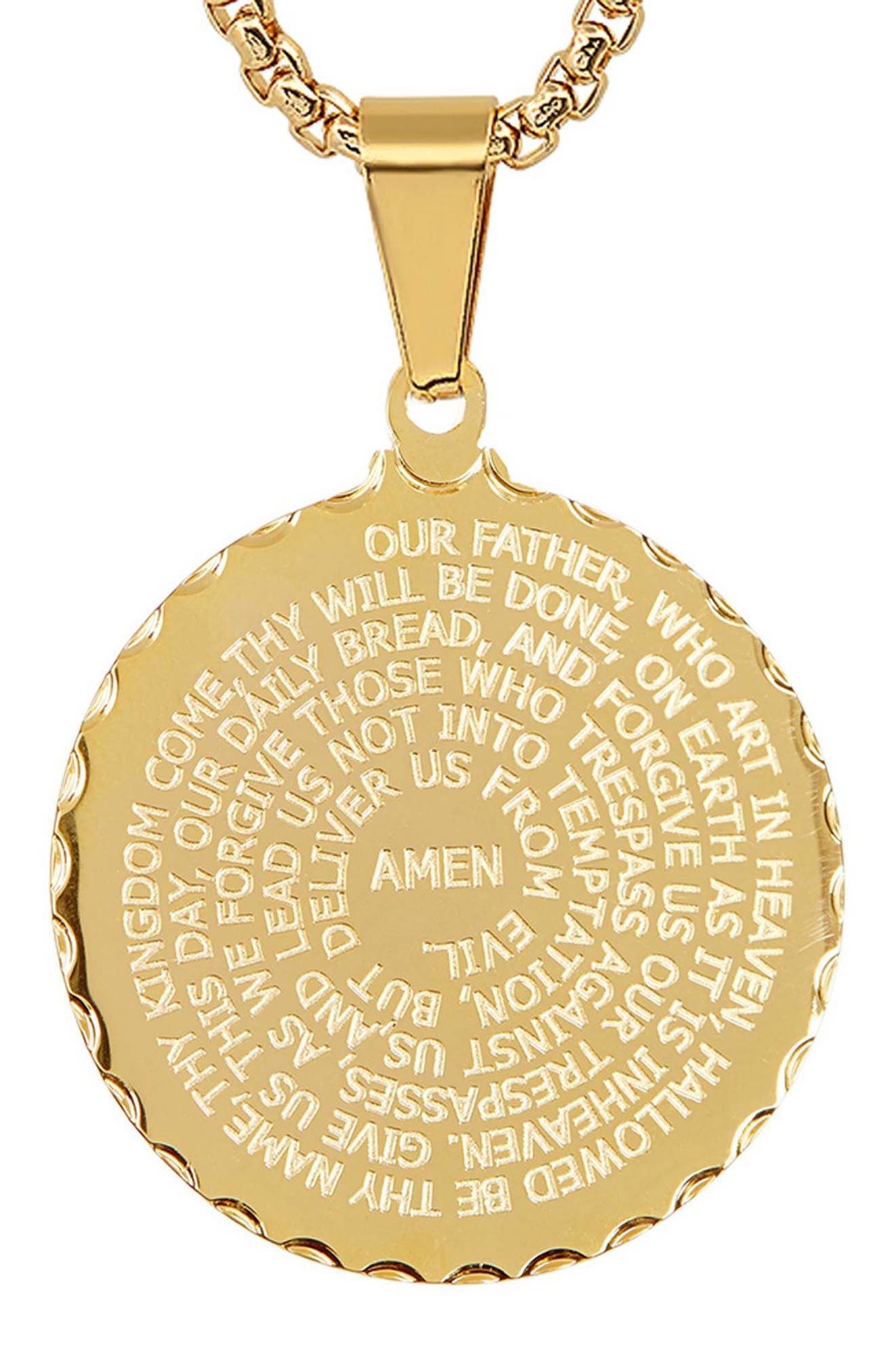 18k Gold Plated Lord's Prayer Pendant Necklace
