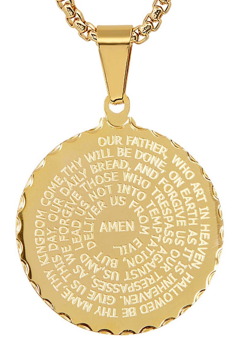 18k Gold Plated Lord's Prayer Pendant Necklace, Main, color, YELLOW