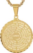 HMY JEWELRY 18k Gold Plated Lord's Prayer Pendant Necklace