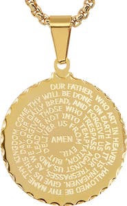HMY JEWELRY 18k Gold Plated Lord's Prayer Pendant Necklace