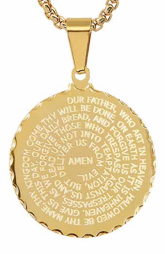 18k Gold Plated Lord's Prayer Pendant Necklace