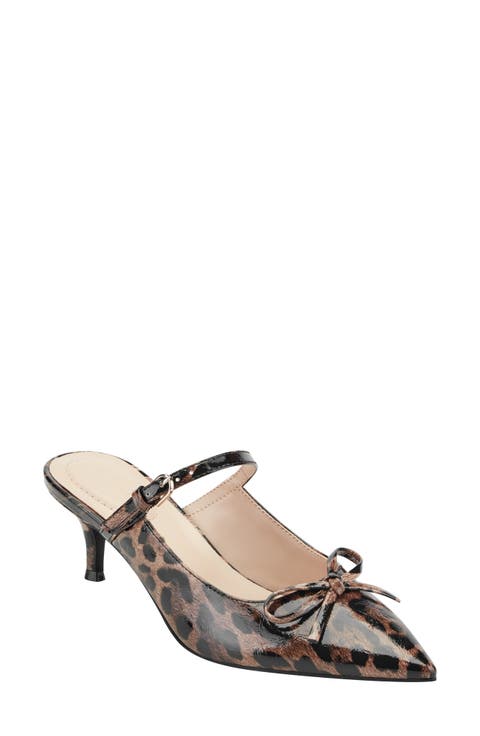 Moss Patent Kitten Heel Mule
