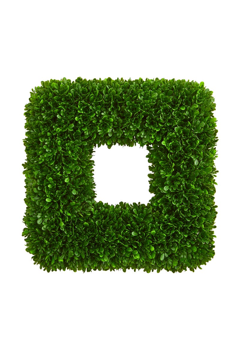 17-in Tea Leaf Square Wreath UV Resistant, Main, color, Green