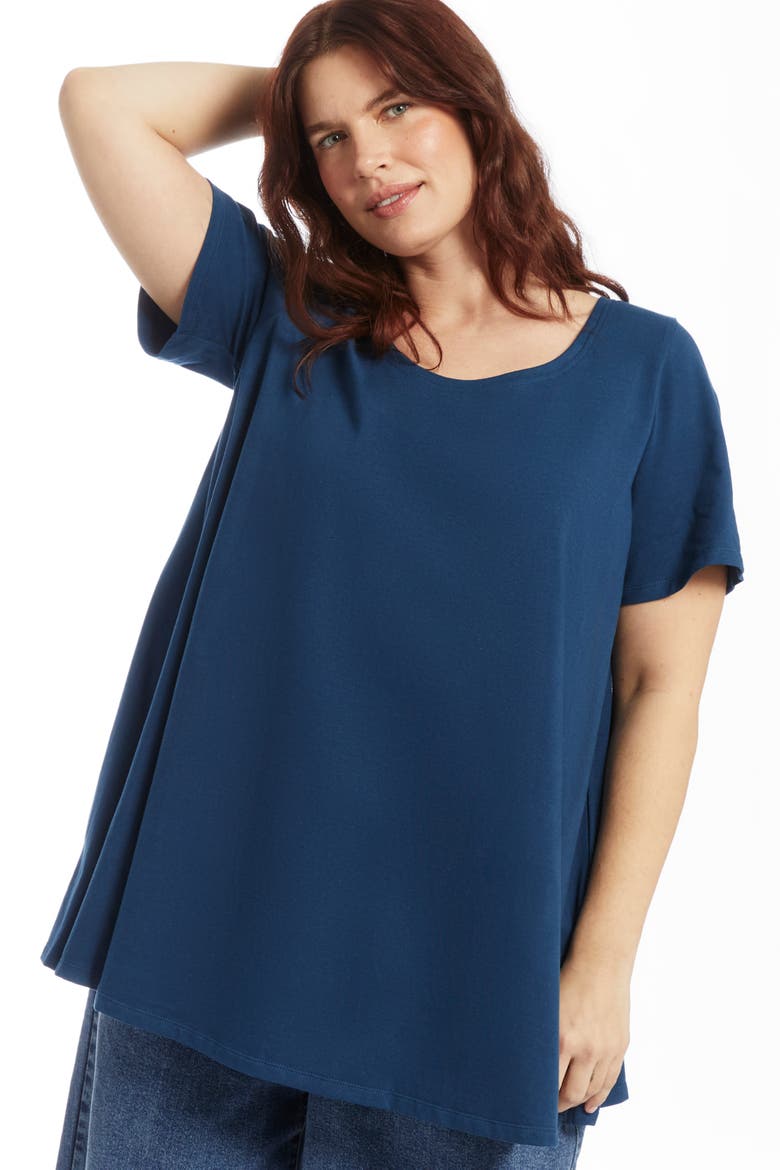 Short Sleeve Swing One + Only Tunic, Alternate, color, TITAN BLUE
