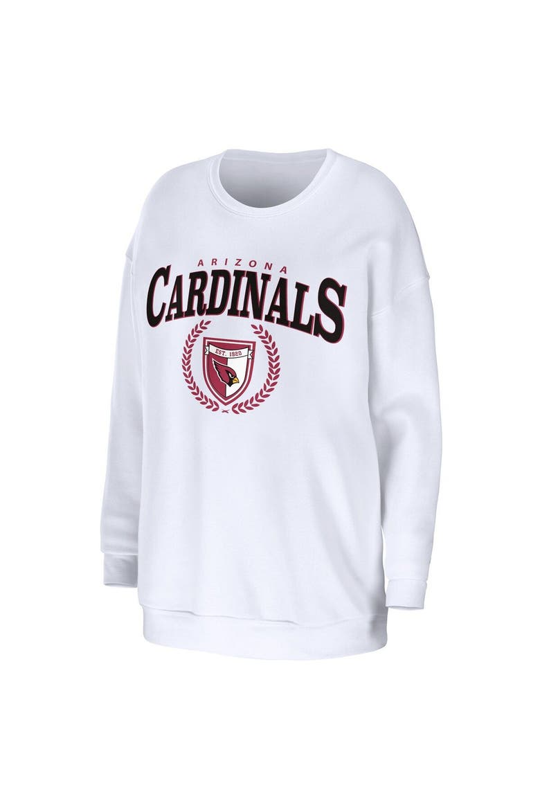 Women's WEAR by Erin Andrews White Arizona Cardinals Oversized Pullover Sweatshirt, Alternate, color, White