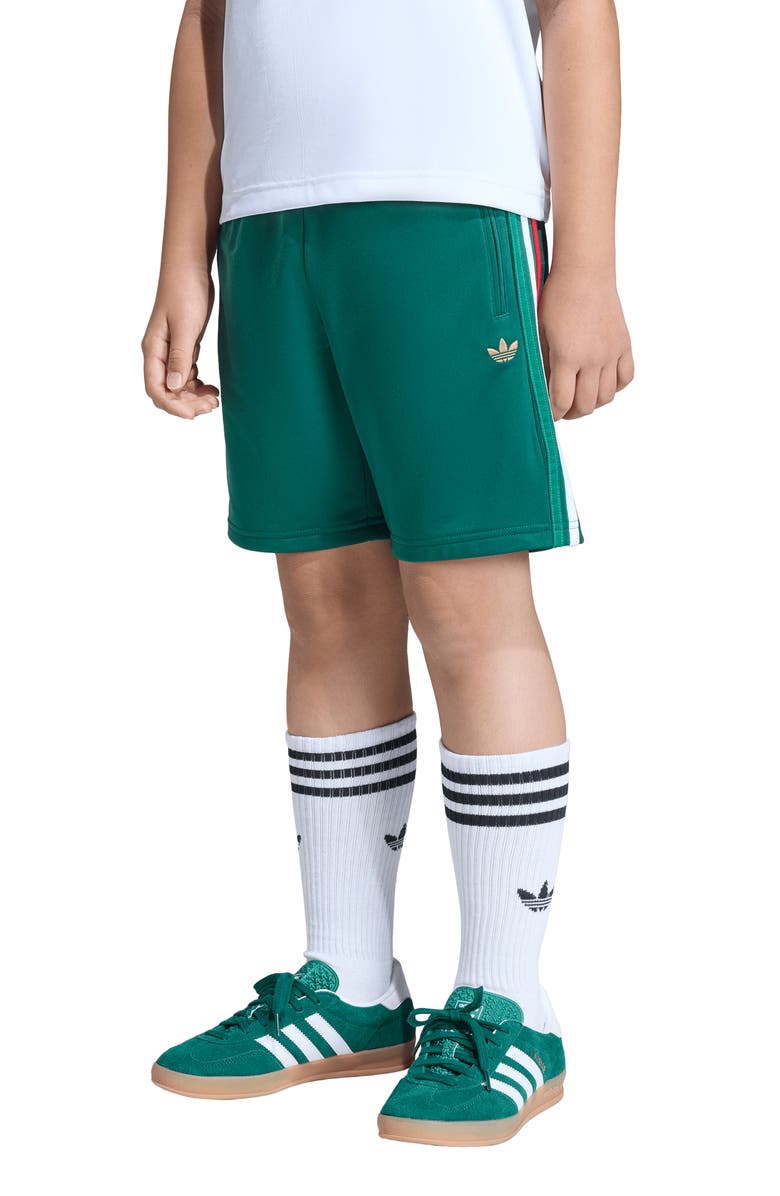 adidas Originals Kids' Firebird Track Shorts, Alternate, color, Dark Green/ Dark Gold