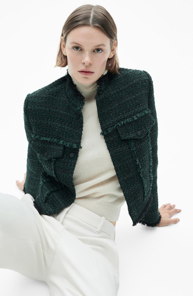 MANGO High Collar Tweed Jacket, Alternate, color,