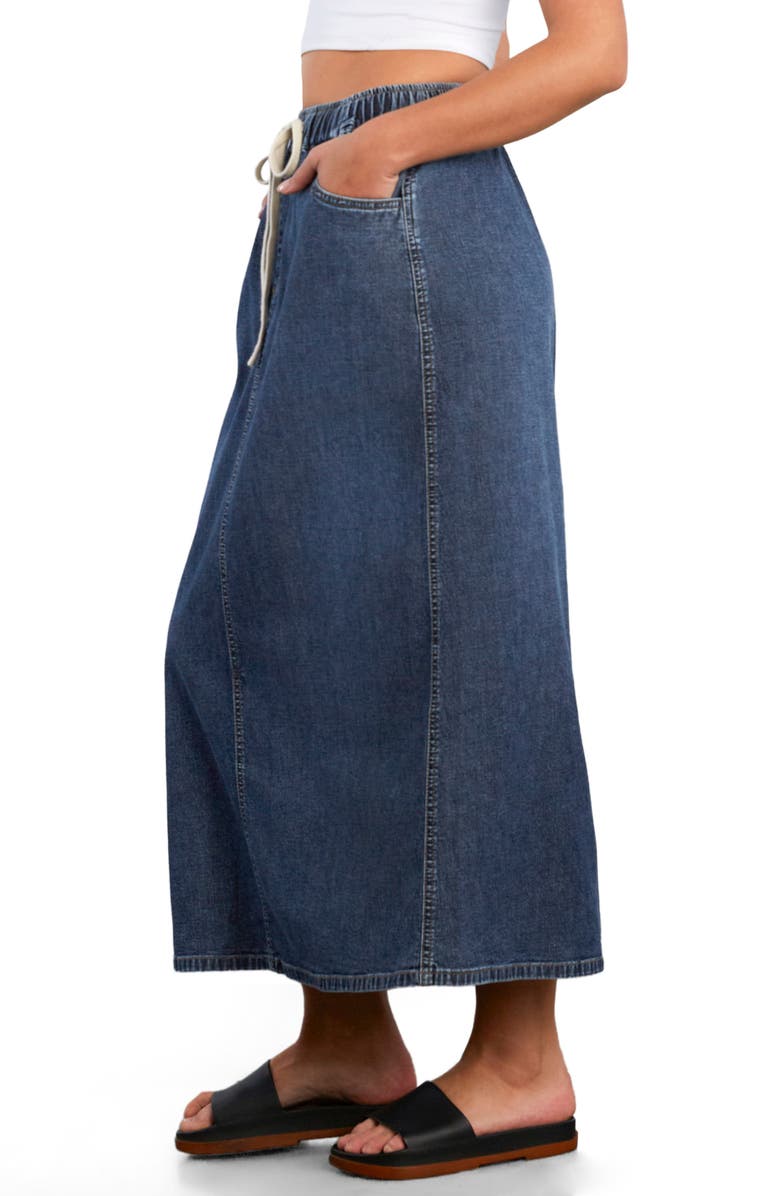 HINT OF BLU Effortless Denim Drawstring Maxi Skirt, Alternate, color, Petal Denim