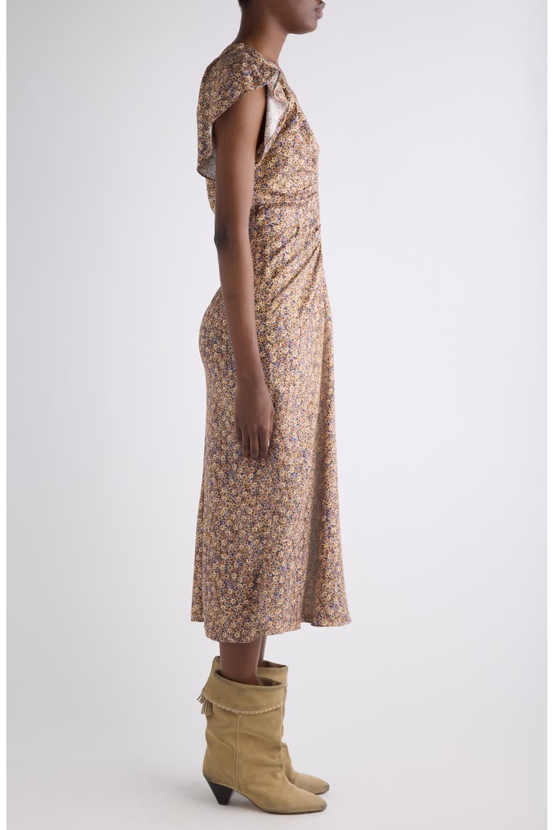 Lyndsay Floral Jacquard Midi Dress, Alternate, color, OCHRE