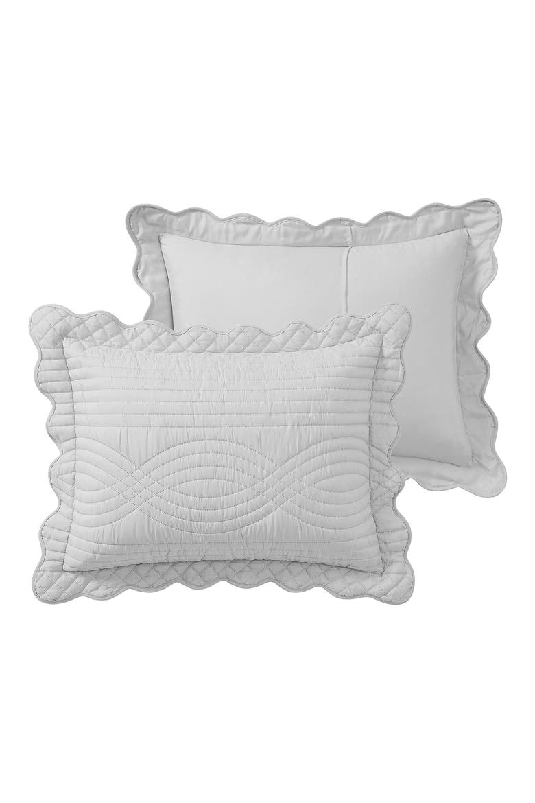 Scallop Microfiber Quilt Set, Alternate, color, GREY
