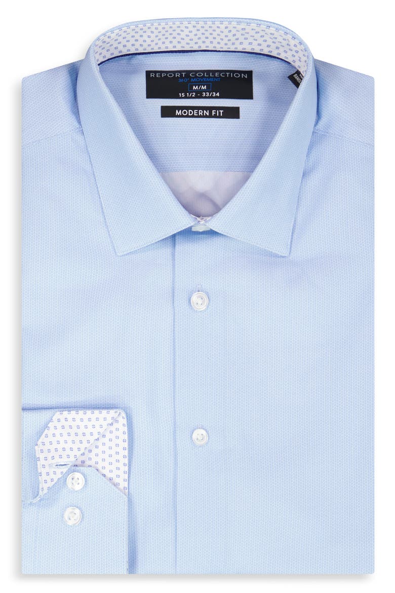 Geometric Print Slim Fit Stretch Dress Shirt, Alternate, color, BLUE