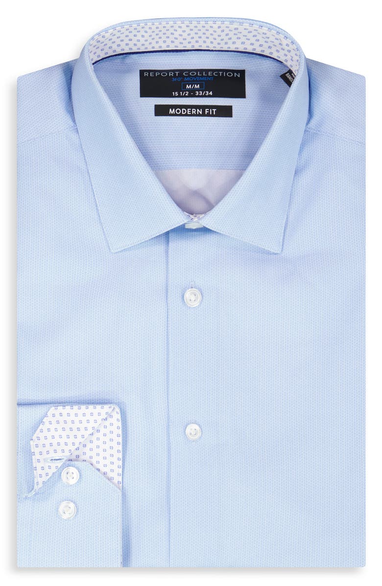 Report Collection Geometric Print Slim Fit Stretch Dress Shirt, Alternate, color, Blue