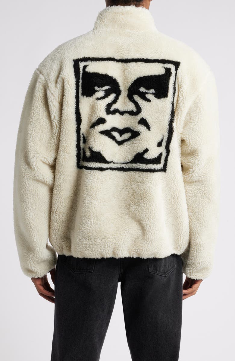 Obey Icon Face Fleece Zip Jacket, Alternate, color, 
