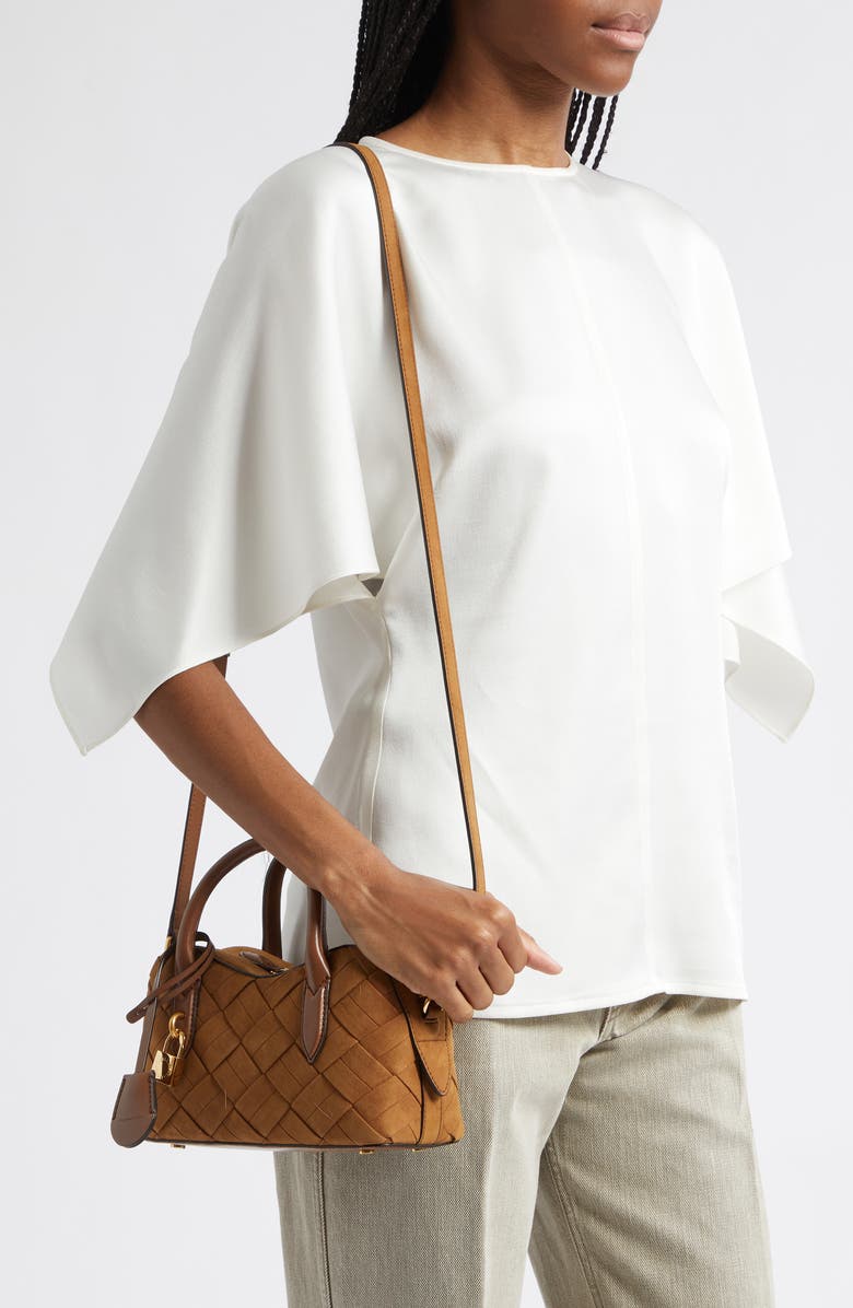 Stella McCartney Small Ryder Woven Bag, Alternate, color, Brandy