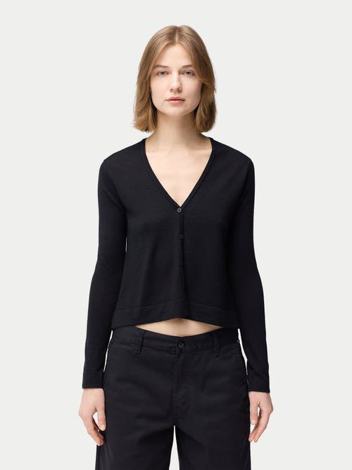 Gobi Mongolian Cashmere Lightweight Cashmere Silk Cardigan In Black