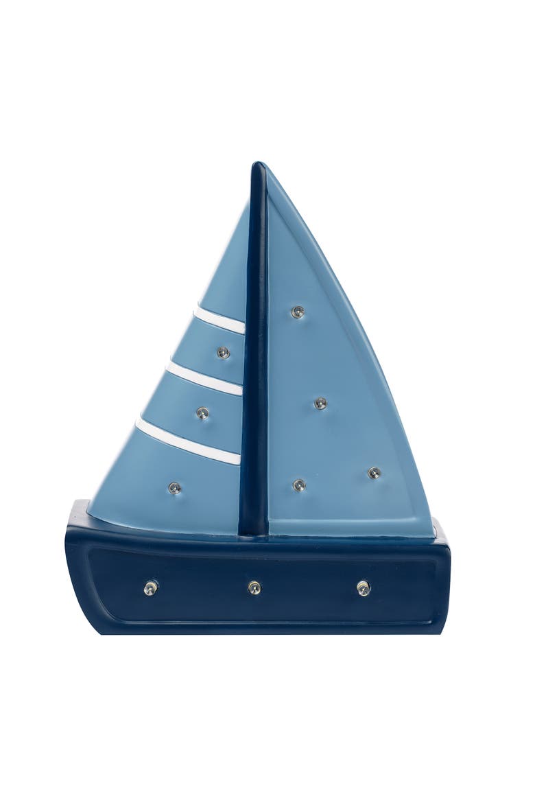 Little Skipper Hand Painted Nautical Sailboat Table Top Lamp/Light, Alternate, color, Blue