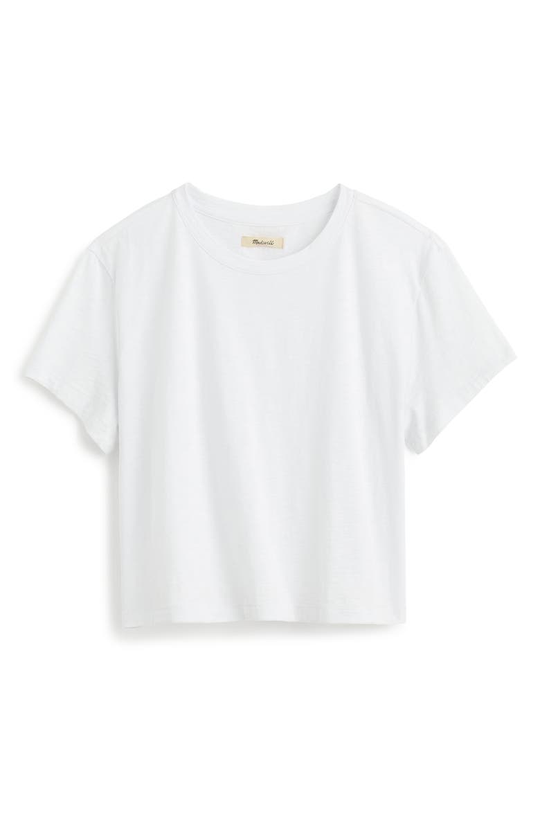 Madewell Boxy Crop Cotton Slub T-Shirt, Alternate, color, Eyelet White