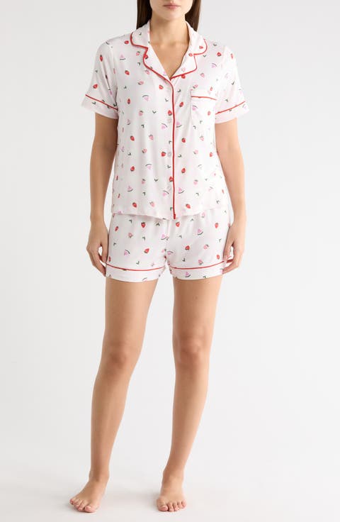Notch Collar Short Sleeve Top & Shorts Pajamas